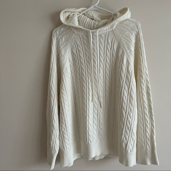 J. Crew Sweaters - J Crew Cotton Cable Hoodie Sweater